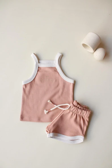 Sütlü Kahve Askılı Şortlu Takım - Resim 6