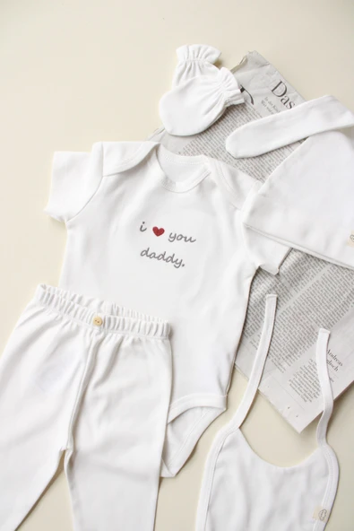 Dad Nakışlı 5li Yenidoğan Set