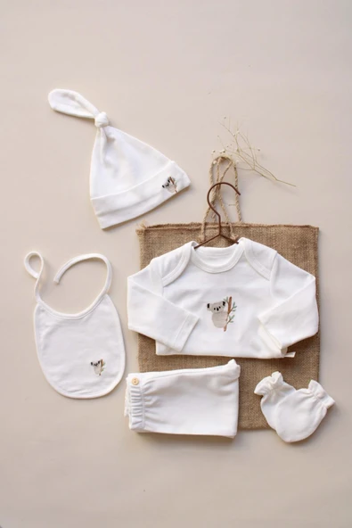 Koala Nakışlı 5li Uzun Kollu Yenidoğan Set - Resim 7