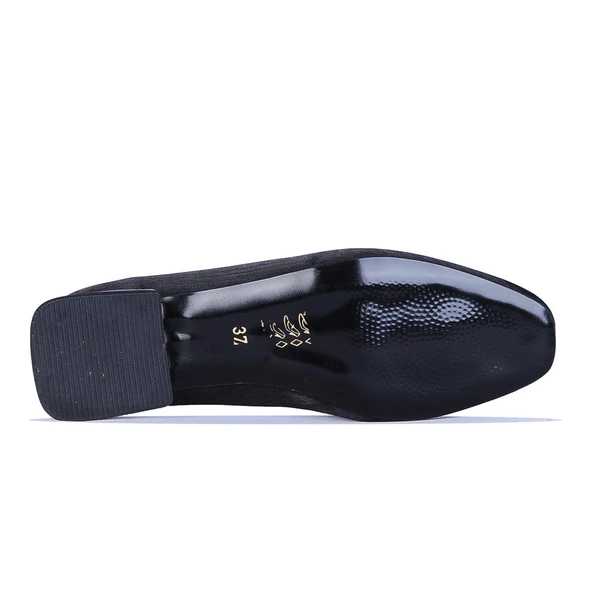 Crista C3 Siyah Saten Kadın Babet Ayakkabı - Resim 3