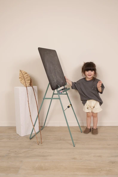 Antrasit Nakışlı Oversize T-shirt - 5