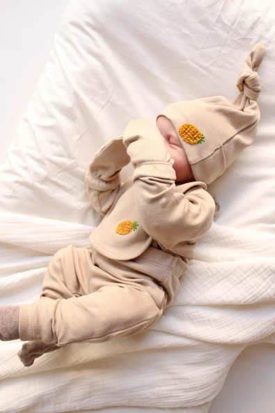 Ananas Nakışlı 5li Uzun Kollu Yenidoğan Set - 4