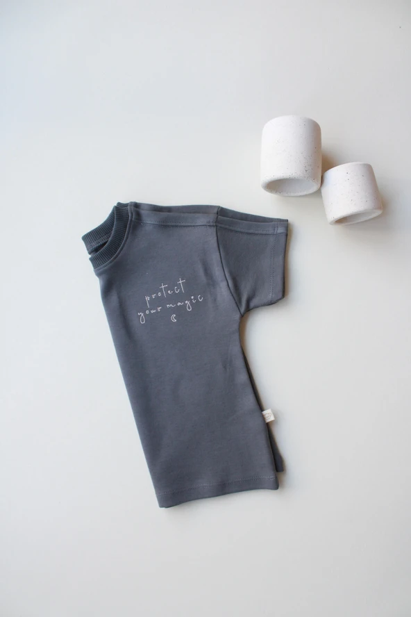Antrasit Nakışlı Oversize T-shirt - 7