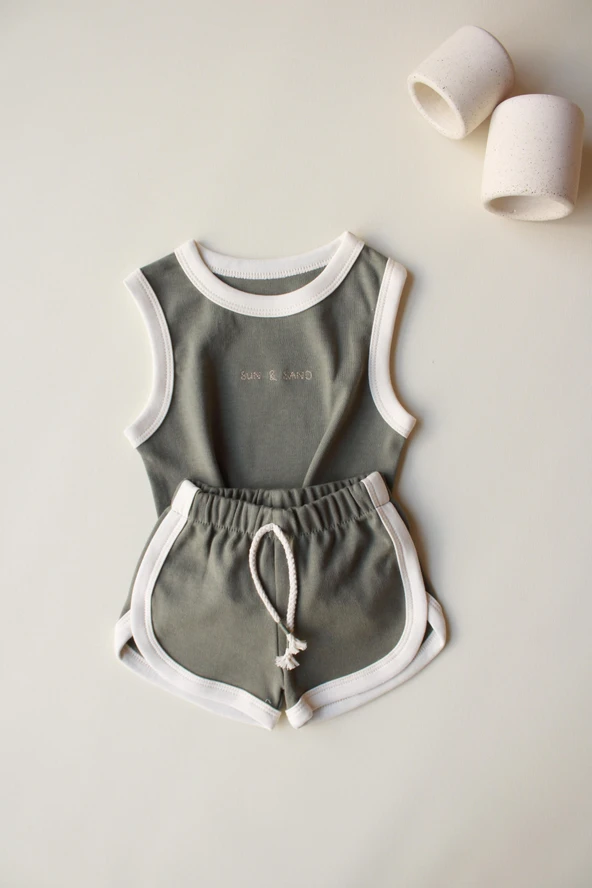 Haki Unisex Atlet Şort Takım - 6