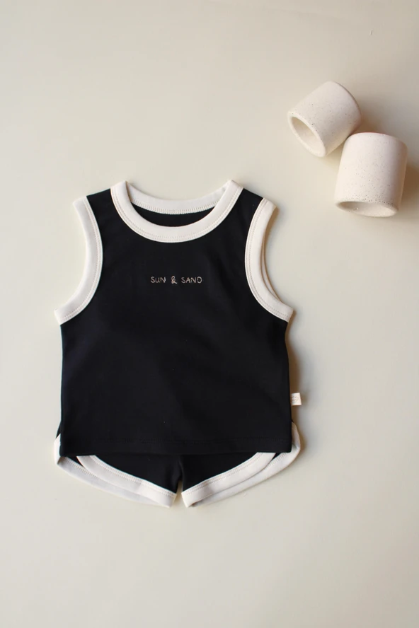 Siyah Unisex Atlet Şort Takım - 7