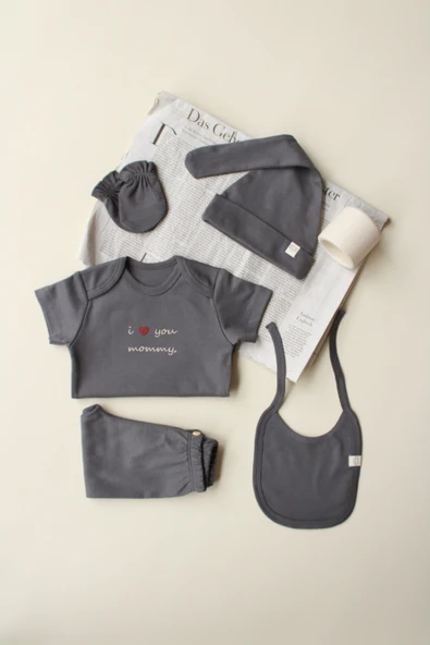 Mom Nakışlı 5li Yenidoğan Set - 3