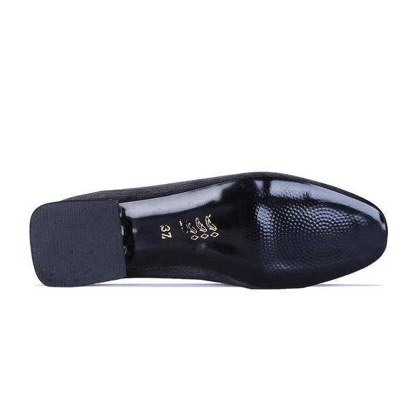 Crista C2 Siyah Saten Kadın Babet Ayakkabı - Resim 3