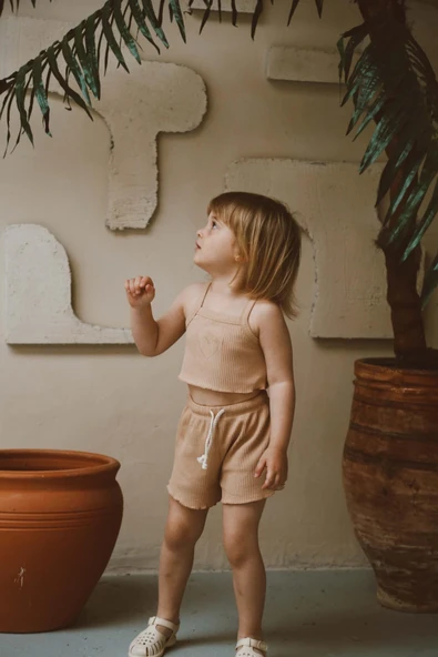 Kalpli Askılı Crop ve Şortlu Takım - Resim 4