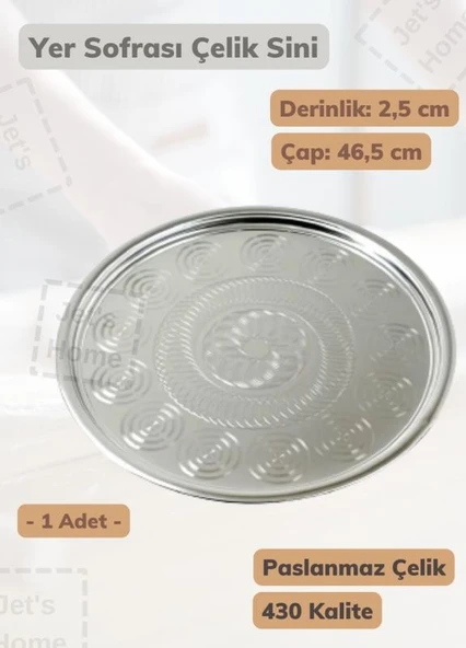 Yer Sofrası Sini 46,5 cm Çelik Tepsi Tepsi Paslanmaz