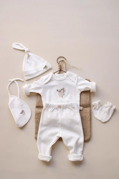 Koala Nakışlı 5li Uzun Kollu Yenidoğan Set - Resim 3