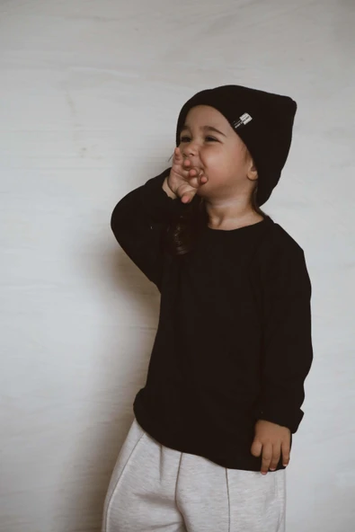 Siyah Sırt Baskılı Uzun Kollu T-shirt - 2