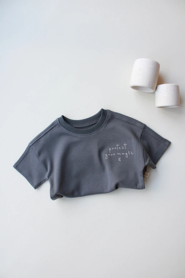 Antrasit Nakışlı Oversize T-shirt - 9