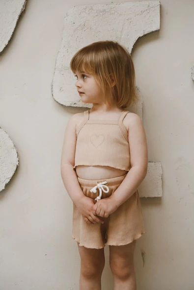 Kalpli Askılı Crop ve Şortlu Takım - Resim 3