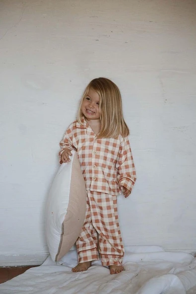 Ekoseli Bebek Çocuk Pijama Takımı - 8