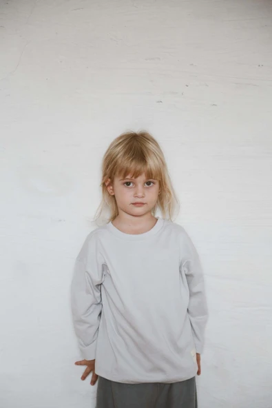Gri Basic Uzun Kollu T-shirt - 3