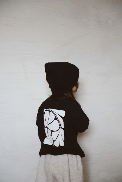 Siyah Sırt Baskılı Uzun Kollu T-shirt - 3