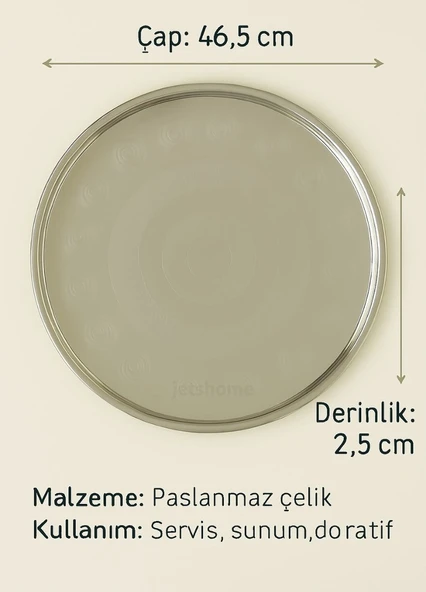 Paslanmaz Tepsi Geleneksel Küçük Yer Sofrası 46,5 cm Çelik Sini Yemek Sofrası No:50 - Resim 3