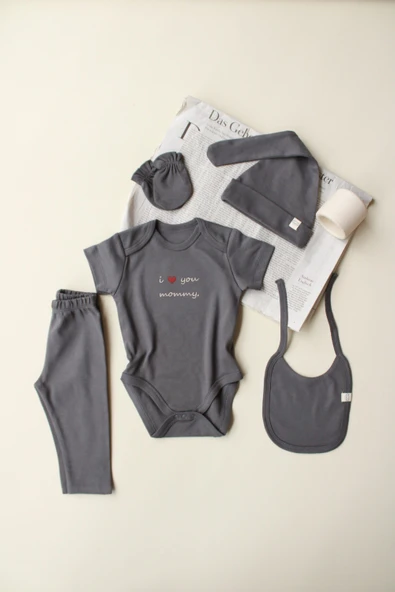 Mom Nakışlı 5li Yenidoğan Set