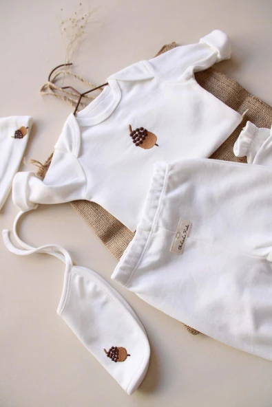 Palamut Nakışlı 5li Uzun Kollu Yenidoğan Set - Resim 8