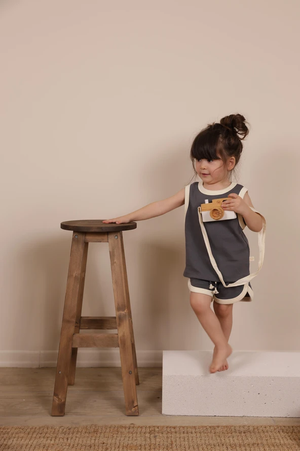 Antrasit Unisex Atlet Şort Takım - 1