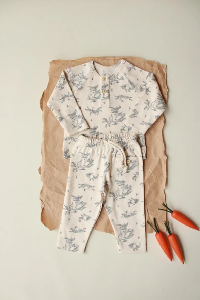 Tavşan Unisex Cepli Omuz Patlı Alt Üst Takım - 8