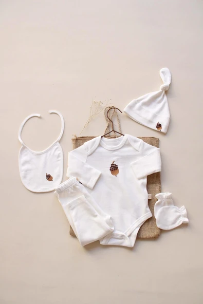 Palamut Nakışlı 5li Uzun Kollu Yenidoğan Set - Resim 7