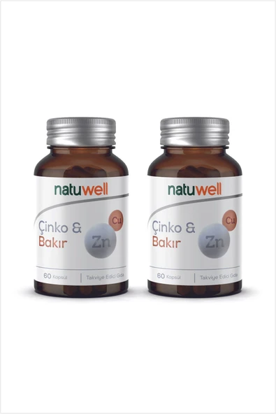 NATUWELL NATUWELL 2'li Çinko - Bakır Takviye Edici Gıda 60 Kaps*2