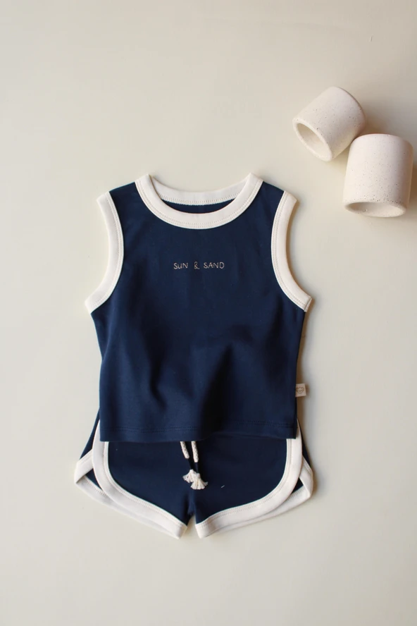 Lacivert Unisex Atlet Şort Takım - Resim 6