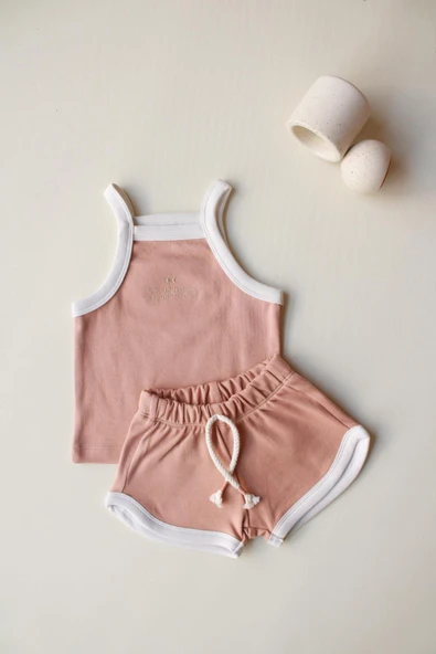 Sütlü Kahve Askılı Şortlu Takım - Resim 7