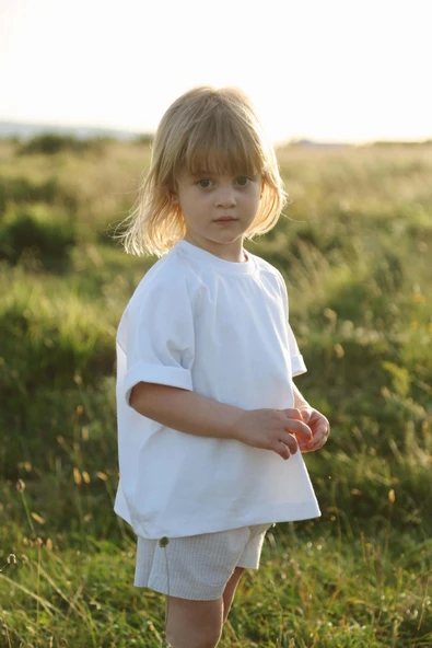 Beyaz Oversize T-shirt ve Şort Takım