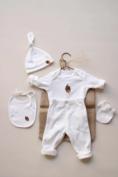 Palamut Nakışlı 5li Uzun Kollu Yenidoğan Set - Resim 5