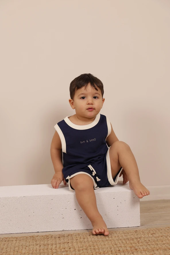 Lacivert Unisex Atlet Şort Takım - Resim 5