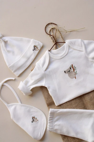 Koala Nakışlı 5li Uzun Kollu Yenidoğan Set - Resim 4