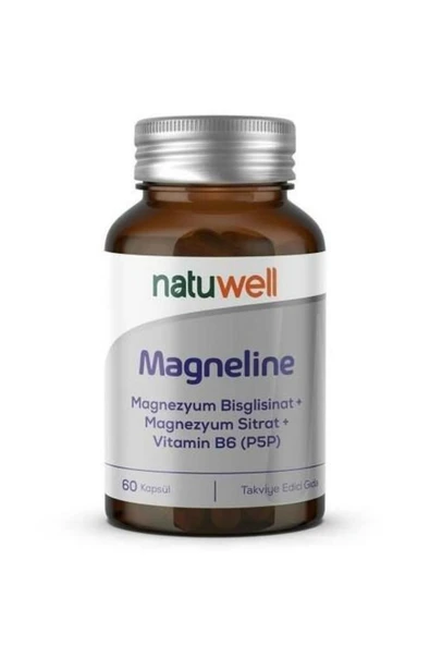 NATUWELL NATUWELL Magneline Magnezyum Bisglisinat Magnezyum Sitrat P5p Vitamin B6 - 60 Kapsül 8683873980352