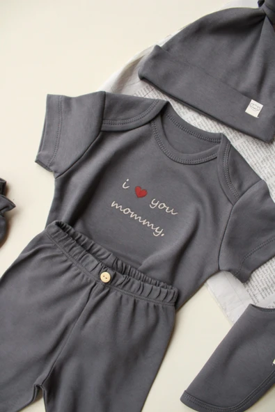 Mom Nakışlı 5li Yenidoğan Set - 4