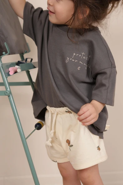 Antrasit Nakışlı Oversize T-shirt - 3