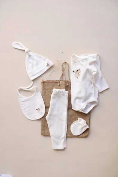 Koala Nakışlı 5li Uzun Kollu Yenidoğan Set - Resim 6