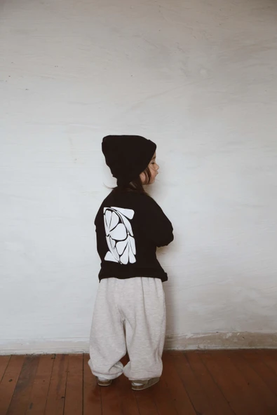 Siyah Sırt Baskılı Uzun Kollu T-shirt - 4