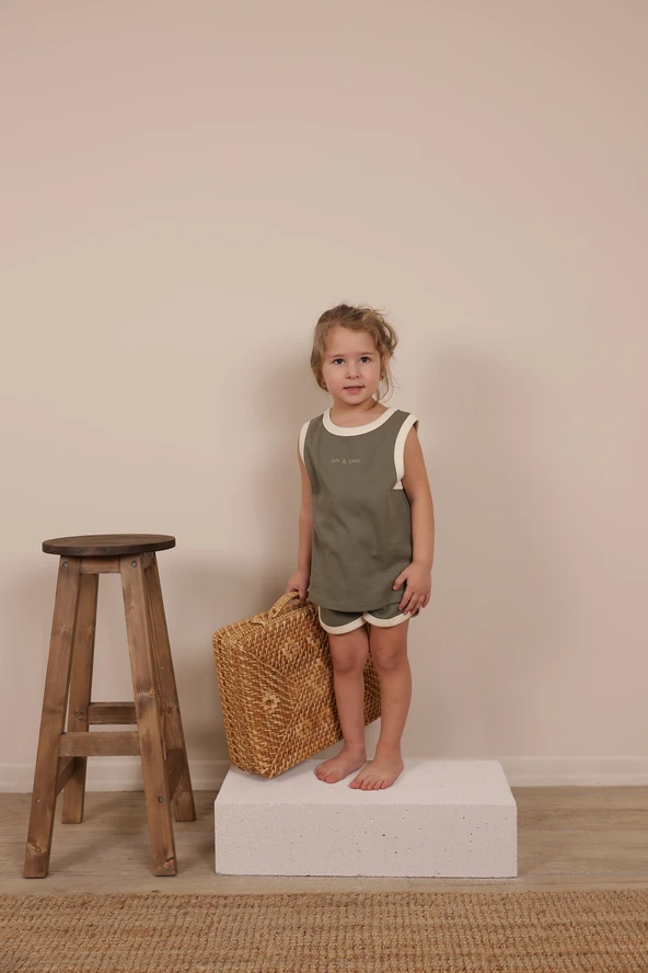 Haki Unisex Atlet Şort Takım