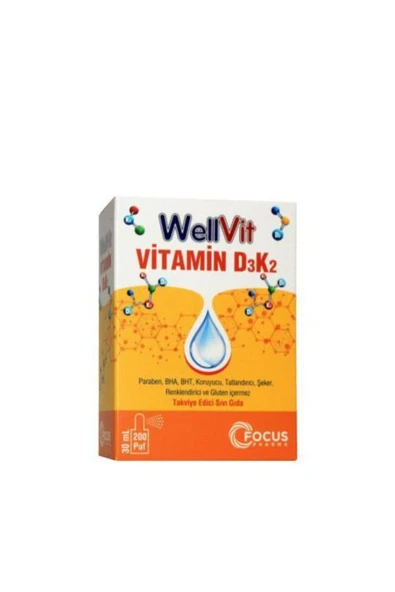 FOCUS PHARMA FOCUS PHARMA Wellvit D3k2 Vitamin D3 Ve Vitamin K2 Sprey 30ml