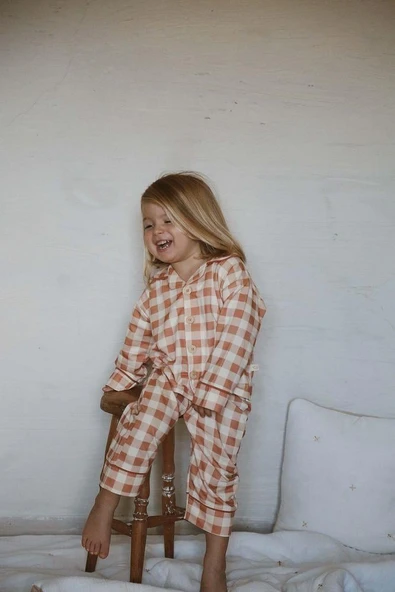 Ekoseli Bebek Çocuk Pijama Takımı - 3