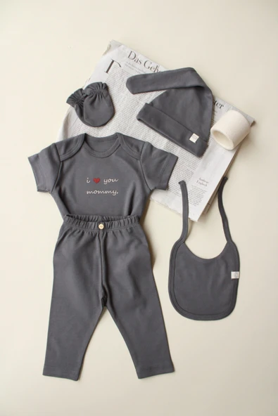 Mom Nakışlı 5li Yenidoğan Set - 7