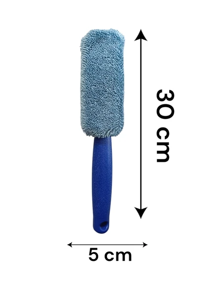 Araba Oto Yıkama Saplı Mikrofiber Süngerli Jant Fırçası - 3