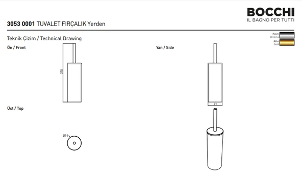 Bocchi Tuvalet Fırçalık Yerden Altın 3053-0001-EG - Resim 2