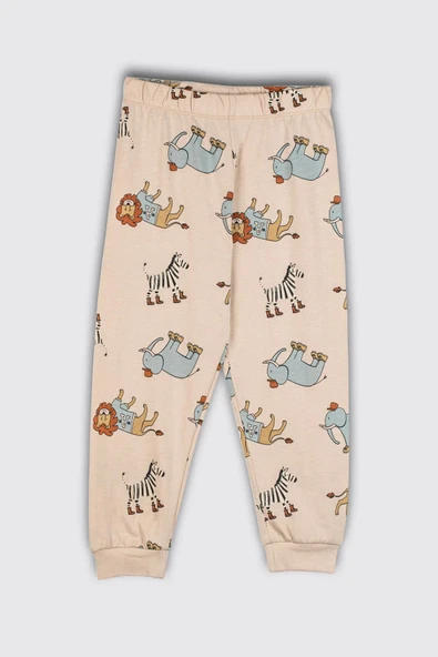 Sevimli Animal (Aslan-Zebra-Fil) Desenli Erkek Pijama Takımı - Resim 3