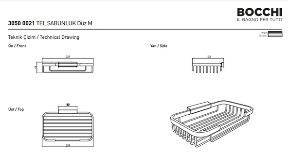 Bocchi Tel Sabunluk Düz Krom 3050-0021 - 2