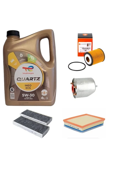 Peugeot 308 EURO 6 1.5 HDİ Periyodik Bakım Yağ Filtre Seti 5'li