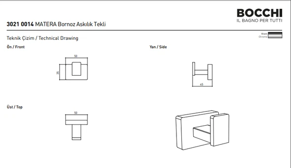 Bocchi Matera Bornoz Askılık Mat Siyah 3021-0014-AB - Resim 2