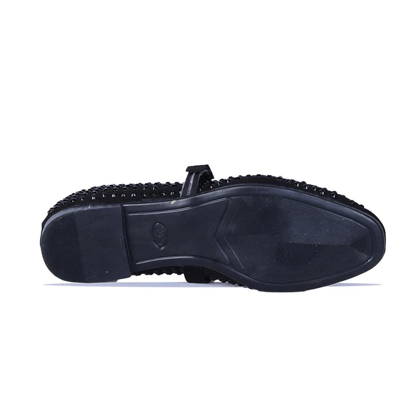 Scarletta S7 Siyah Taşlı Kadın Babet Ayakkabı - Resim 3