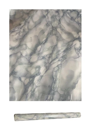 Renkli Duvarlar 67cm x 10 Metre 1 Adet Yapışkanlı Rulo Mermer Desenli Görünümlü Mutfak Duvar Kaplama Folyosu Kağıdı - Resim 3